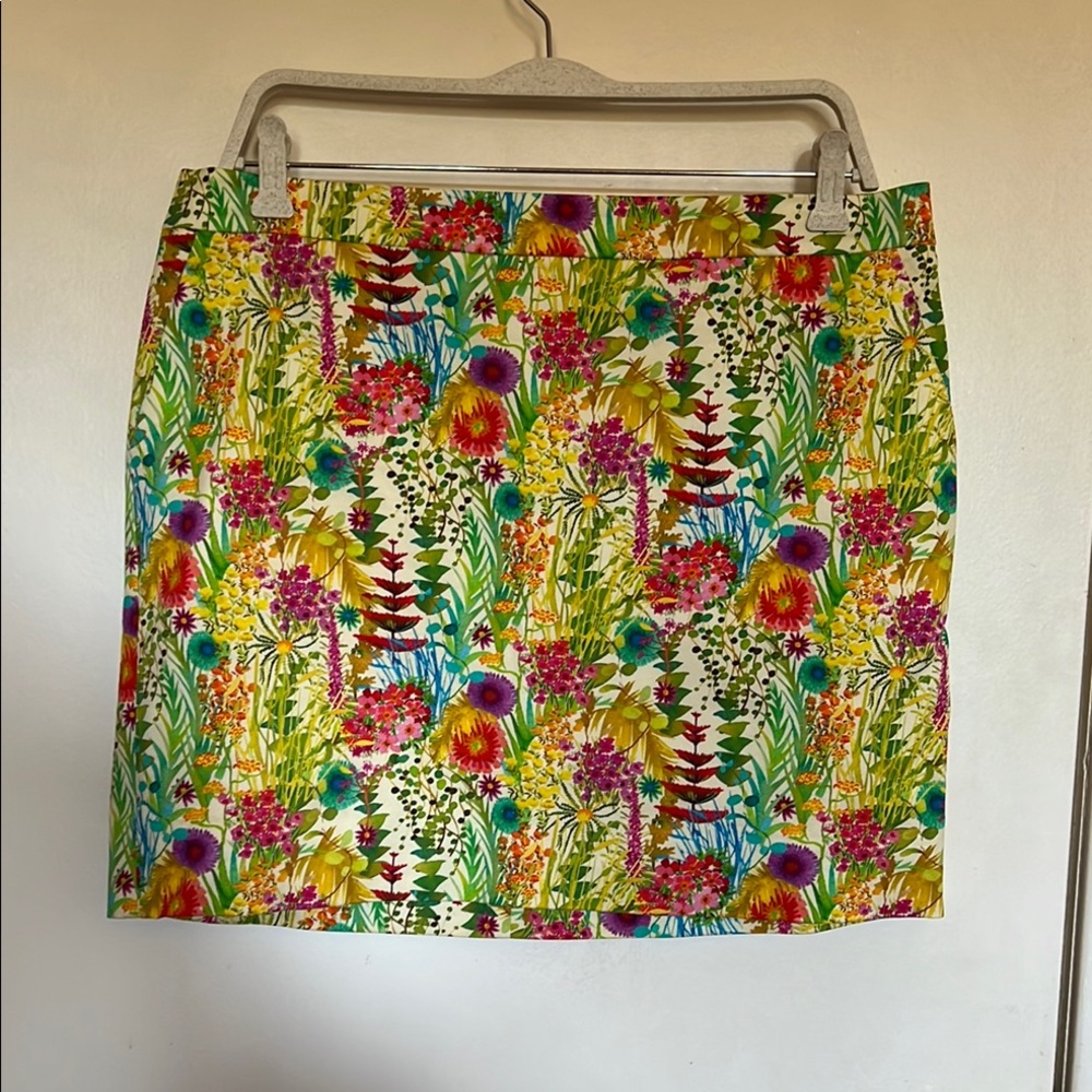 J. Crew Green and Pink Pencil Mini Skirt Resort Wear